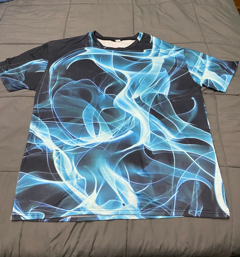 Men's XL T-Shirt - Blue Flame Design