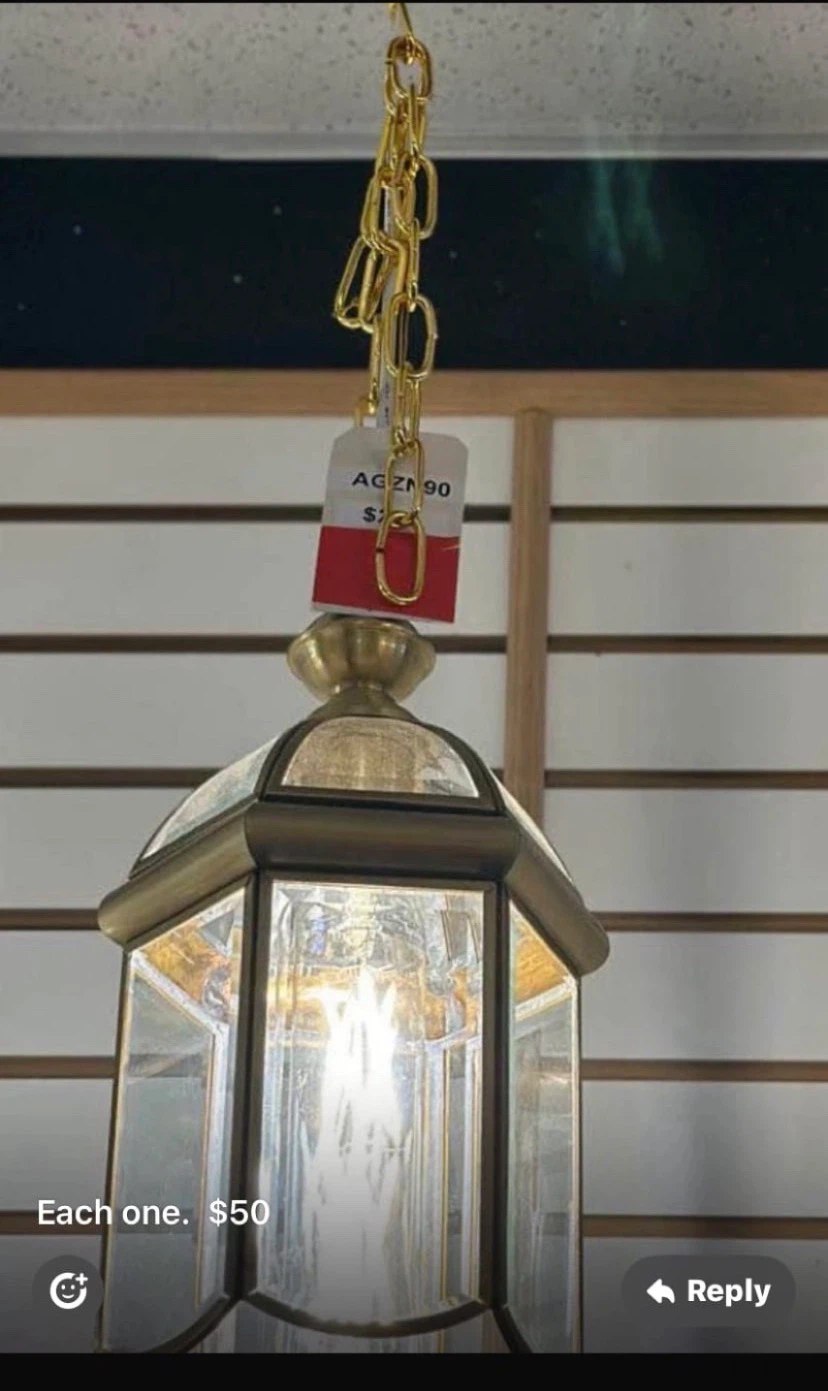 Brass and Glass Hanging Lantern Pendant Light
