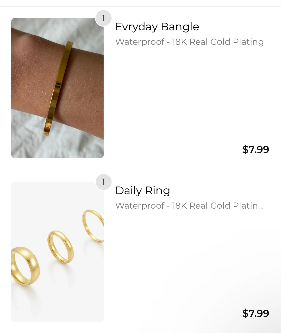 Evryday Bangle & Daily Ring Set - Gold Plated - photo 5