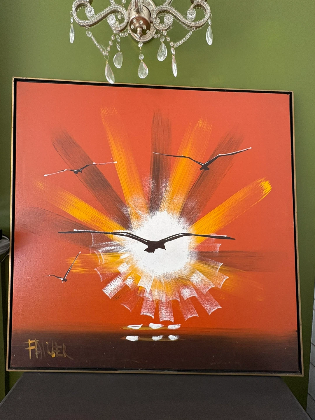 Original oil painting “On the Wing" by Faucher 1970's - photo 5