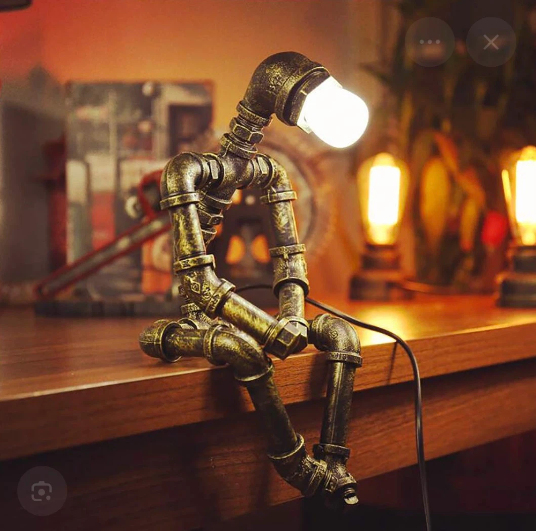 Steampunk Pipe Robot Table Lamp