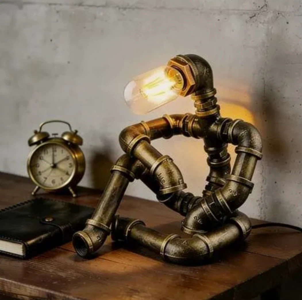 Steampunk Pipe Robot Table Lamp - photo 2