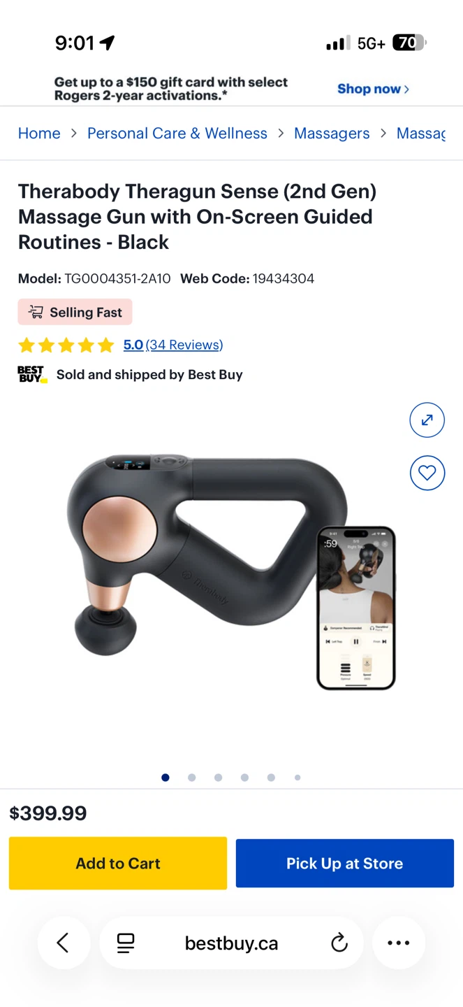Therabody Theragun Sense (2nd Gen) Massage Gun - Black