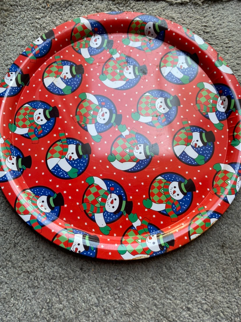 Round Snowman Serving Tray