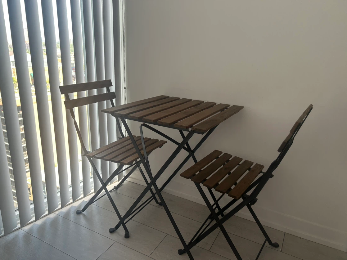 Wooden Bistro Set with Two Chairs