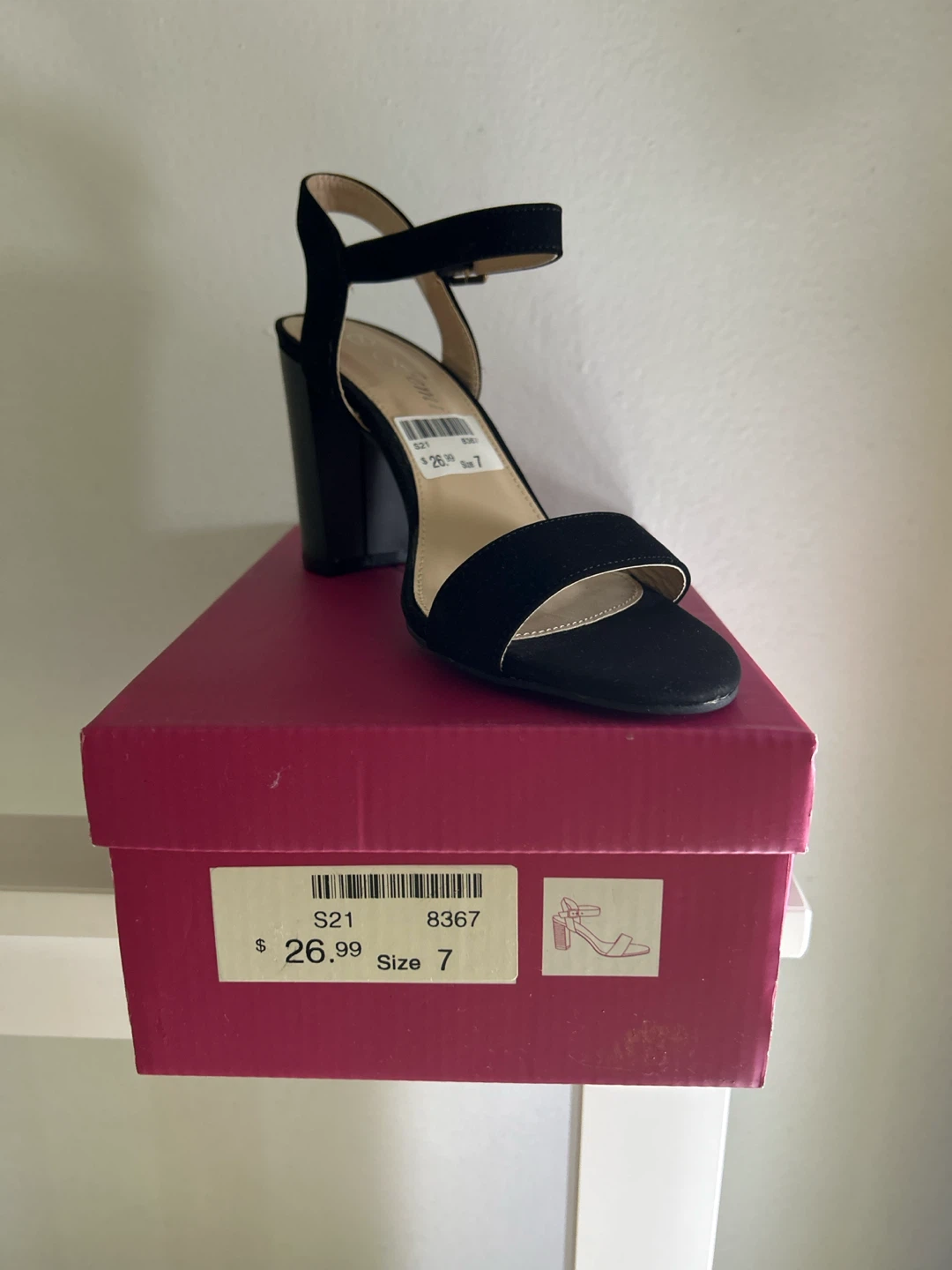 Black Block Heel Sandals - Size 7