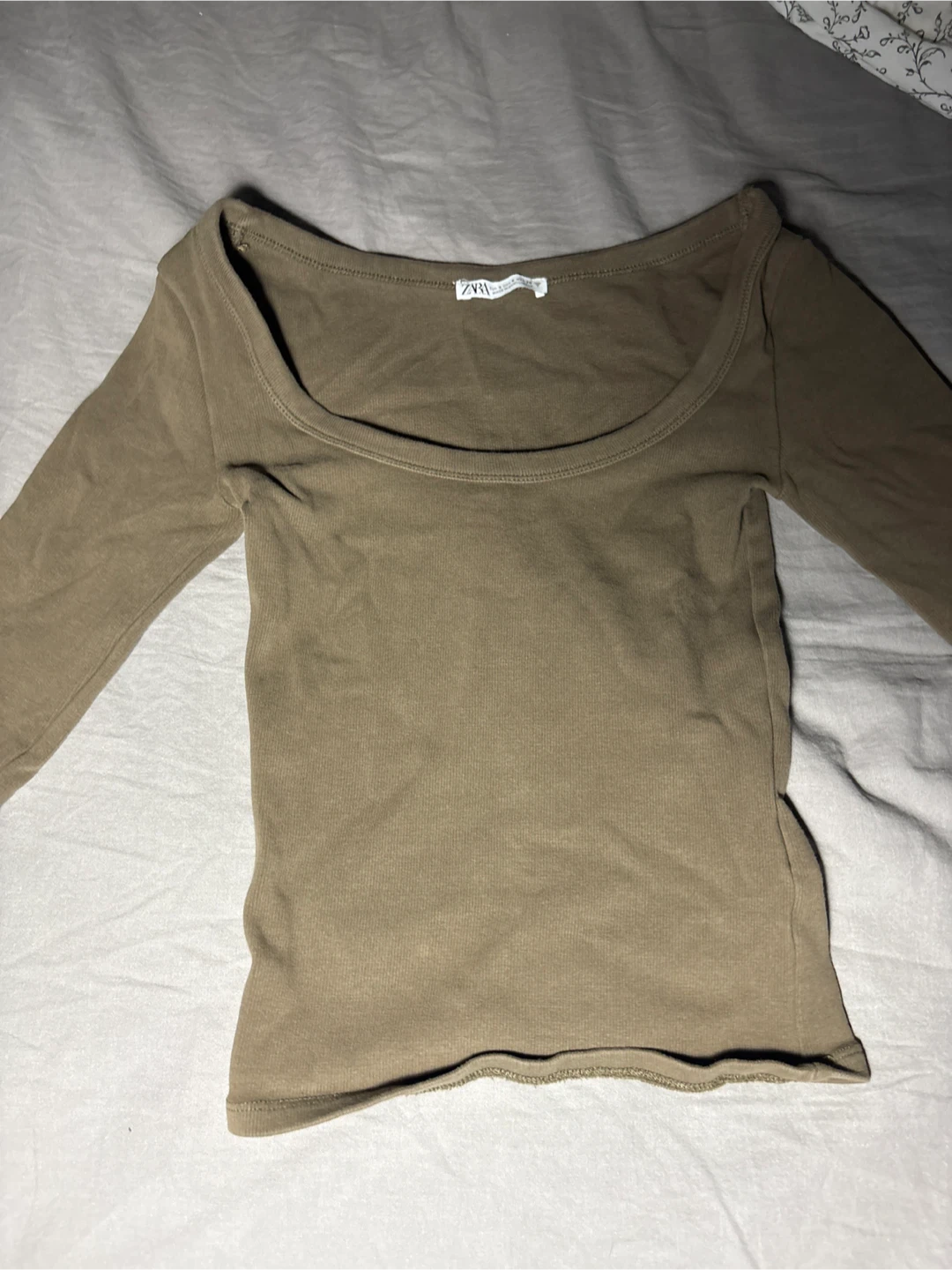 Zara Long Sleeve Top - Brown, Size S