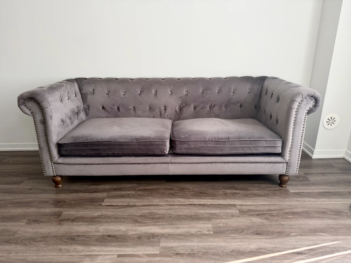 Structube Arielle velvet couch Grey Sofa 3-Seater