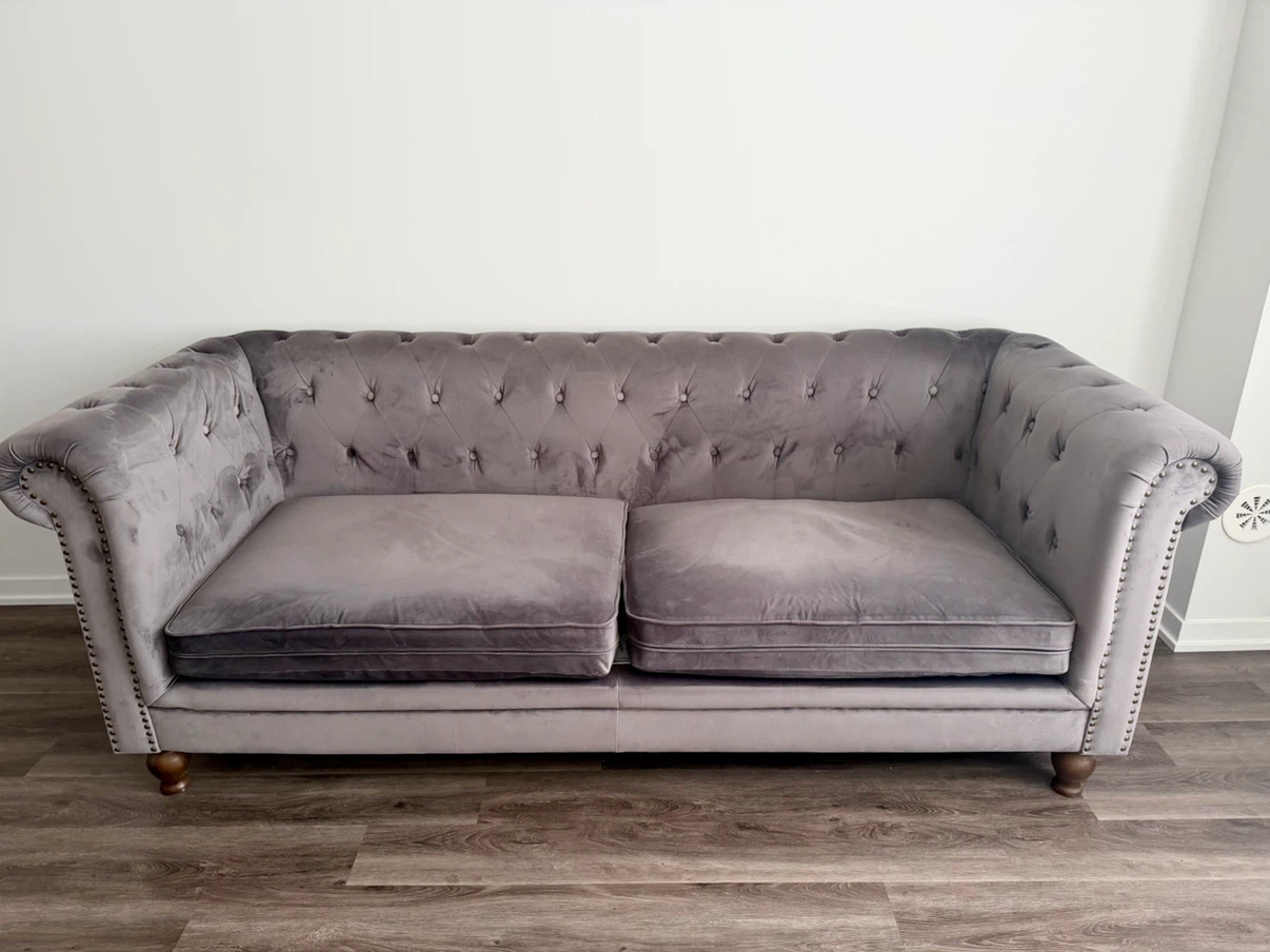 Structube Arielle velvet couch Grey Sofa 3-Seater - photo 2