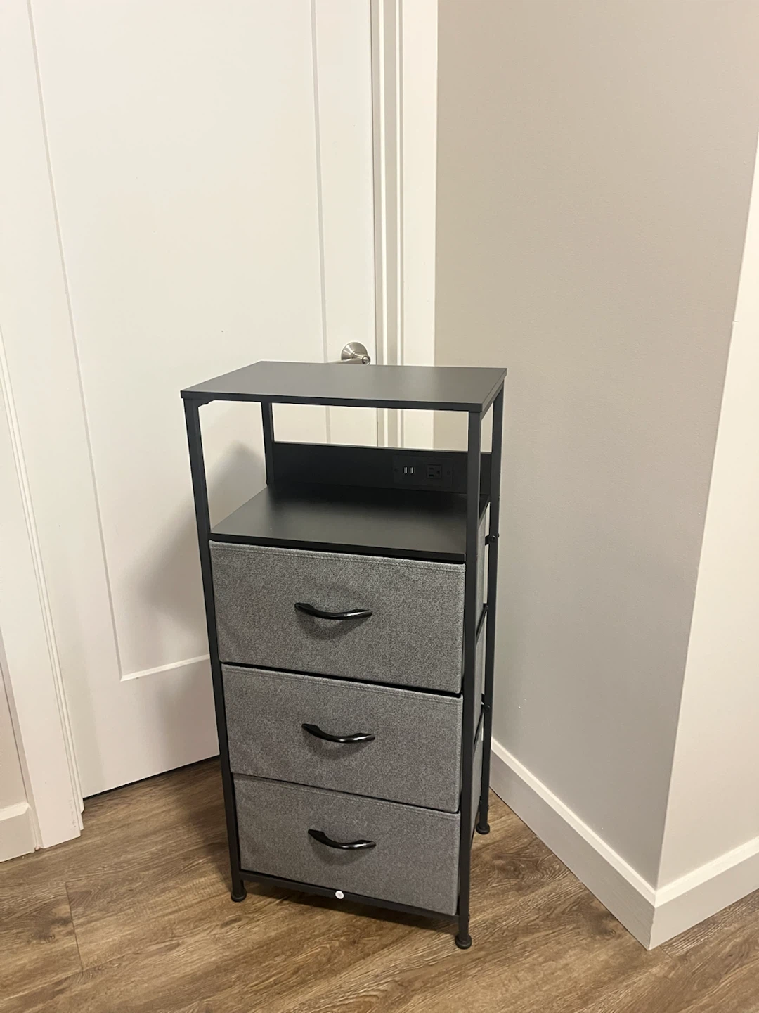 Black Dresser, Storage Unit with Power Outlet