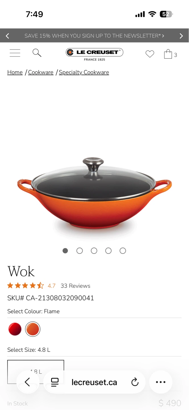 Le Creuset Wok with Lid - photo 3