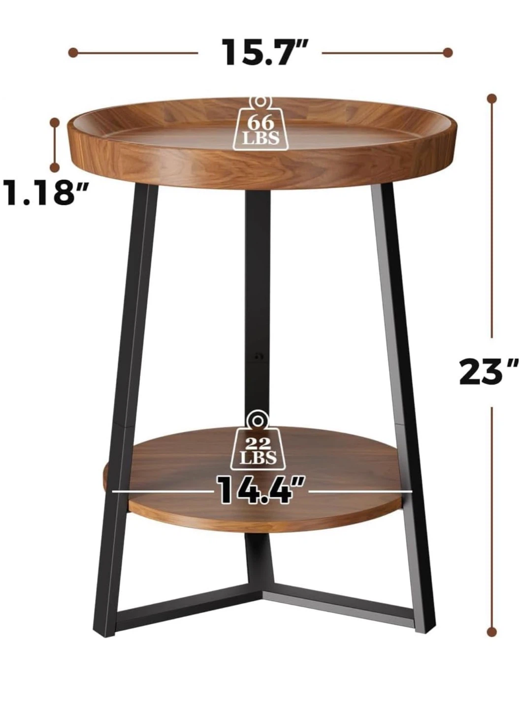 2-Tier Round Side Table - photo 2