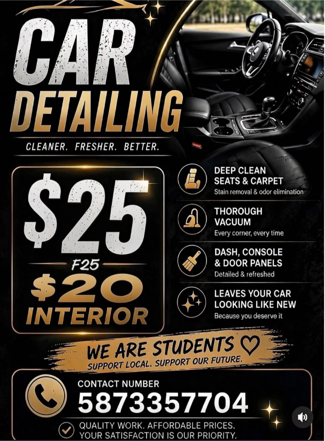 Full Interior Car Detailing Service - $25