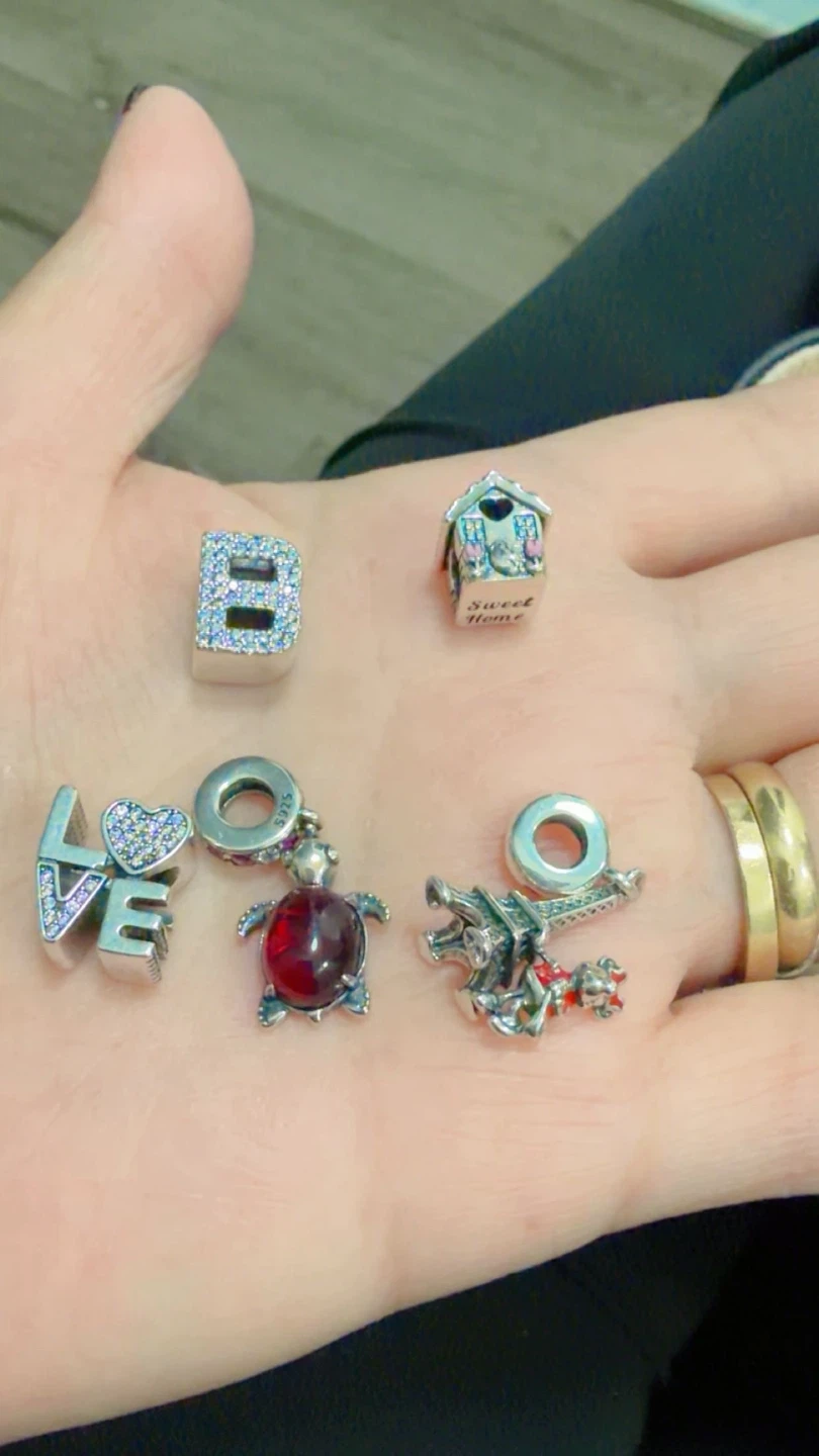 Pandora Charms - B, LOVE, Sweet Home, Turtle, Eiffel Tower