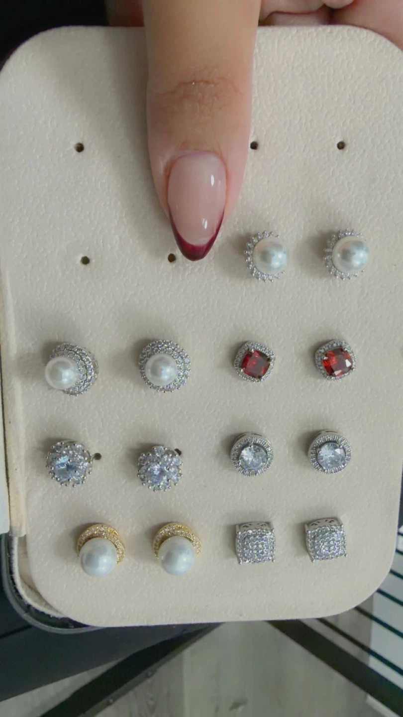 Set of 12 Pairs Stud Earrings