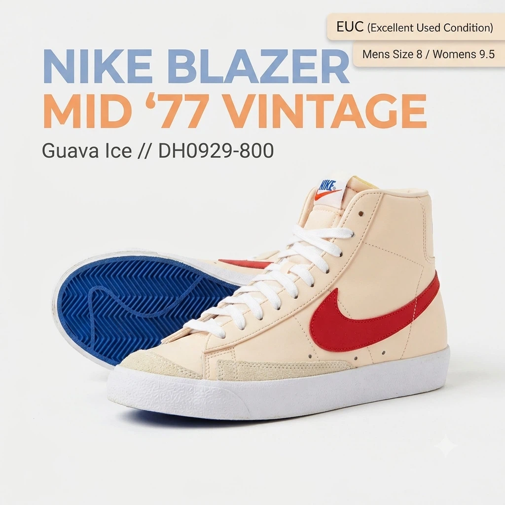 Nike Blazer Mid 77 Vintage Guava Ice Red Blue Womens Size 8