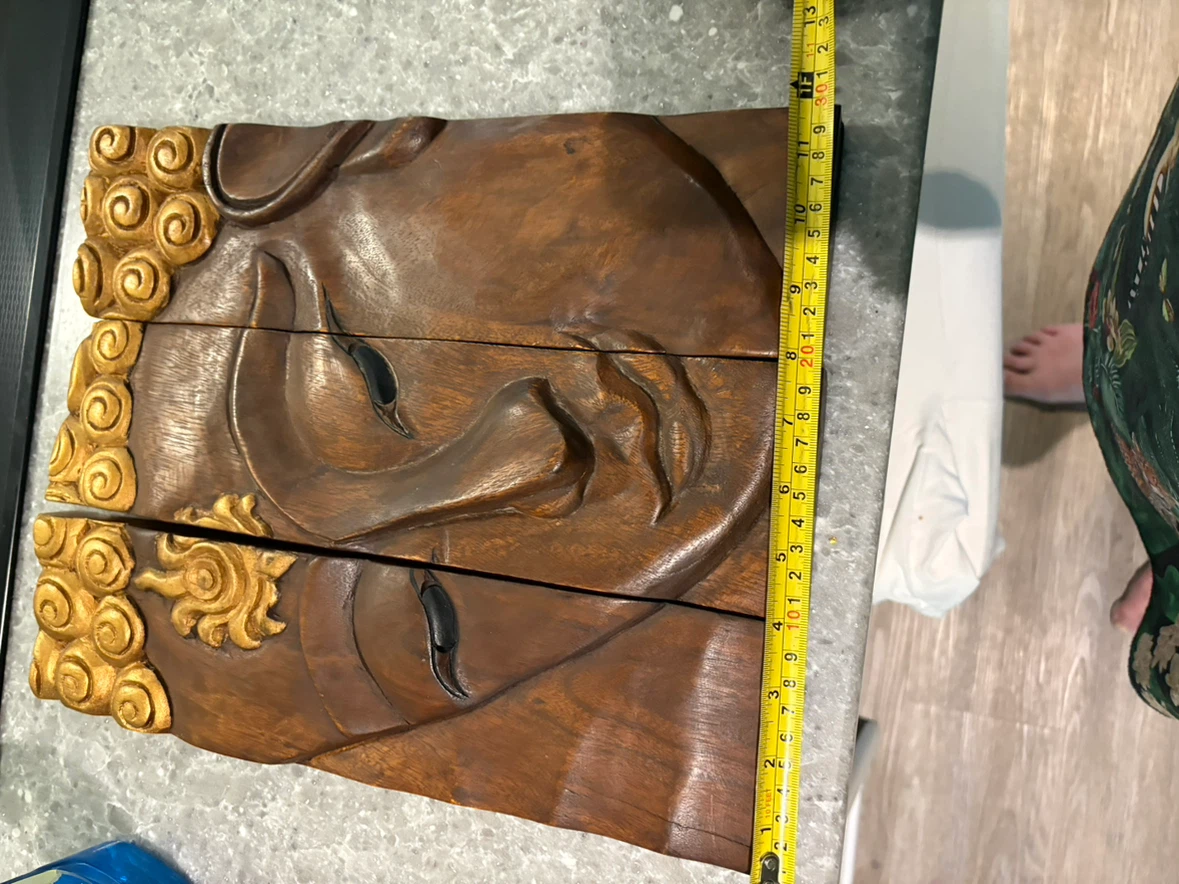 Carved Wooden Buddha Face Wall Art - photo 3