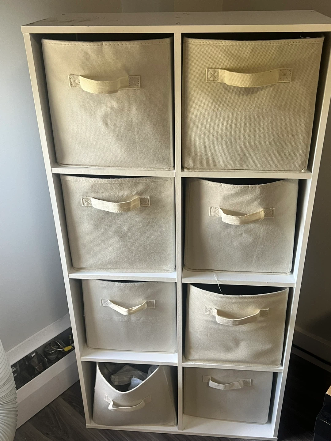 White 8-Cube Storage Shelf with Fabric Bins - photo 2