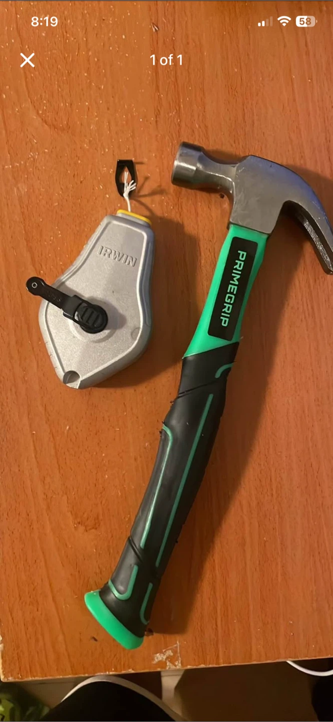 Brand new PrimeGrip Claw Hammer and Irwin Chalk Line