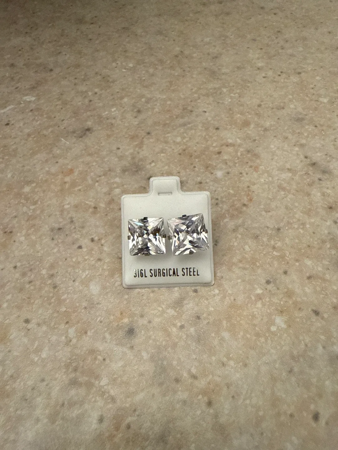 Surgical steel diamond earrings