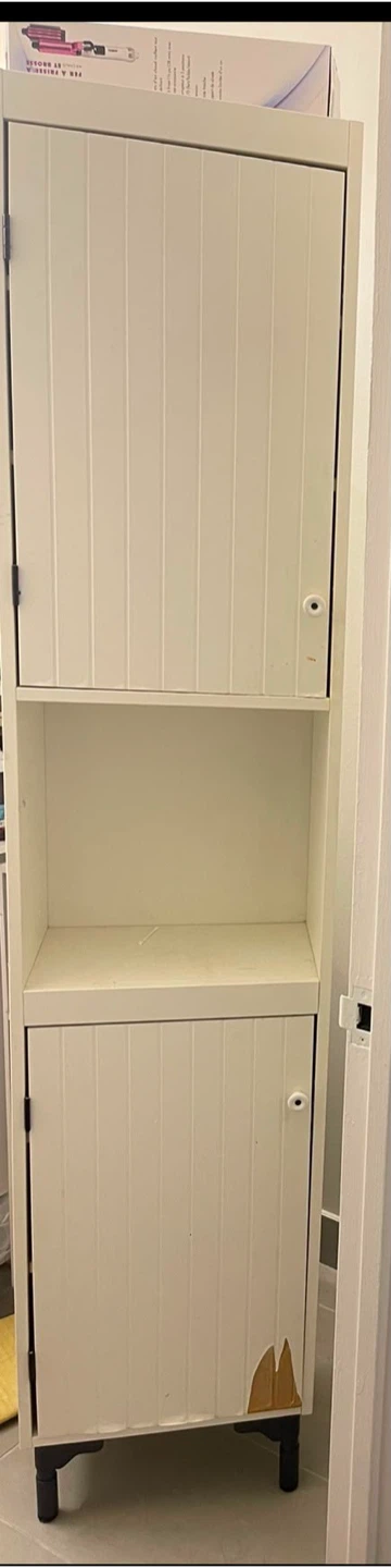 White Tall Storage Cabinet with Shelves - photo 3