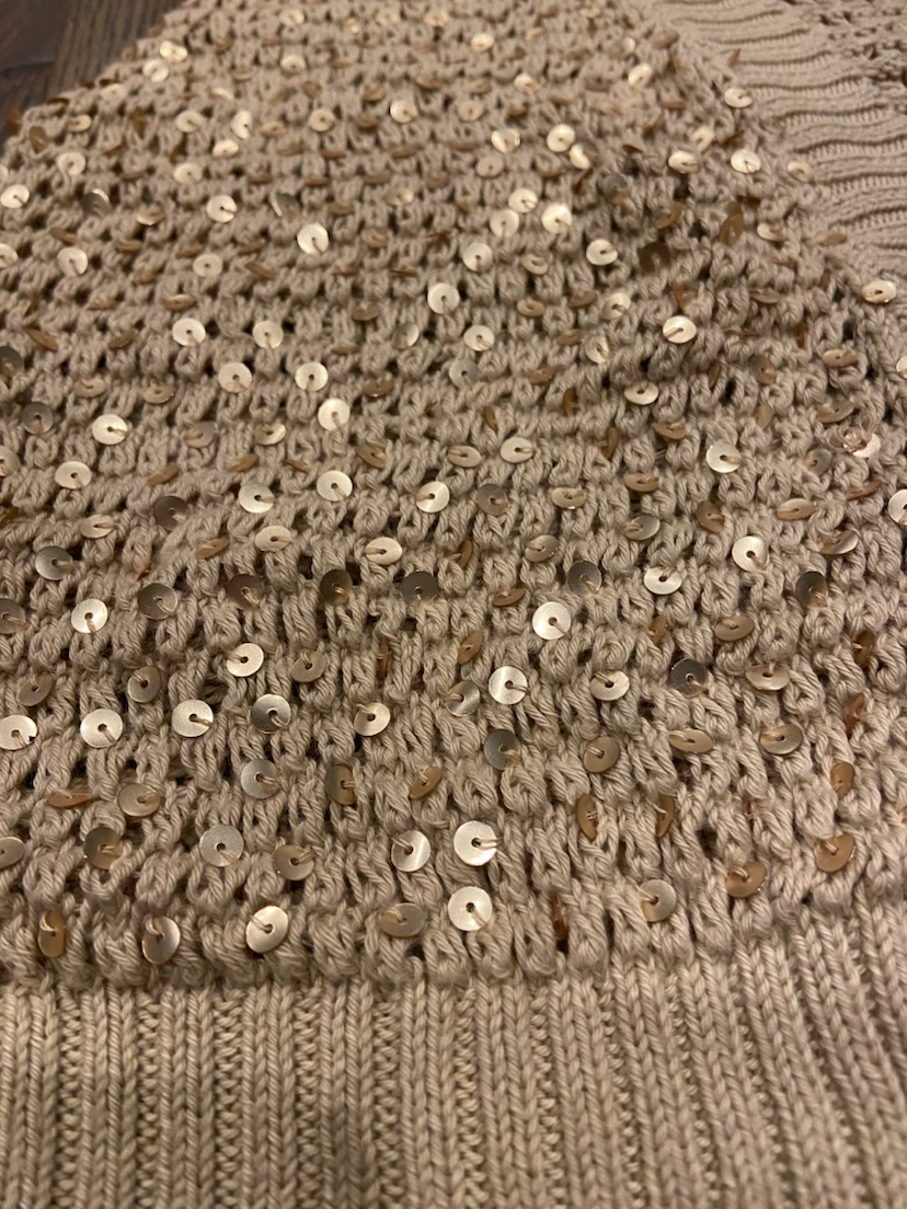 EUC: American Exchange Gold Sequin Cap Sleeve Knit Shrug M - photo 2