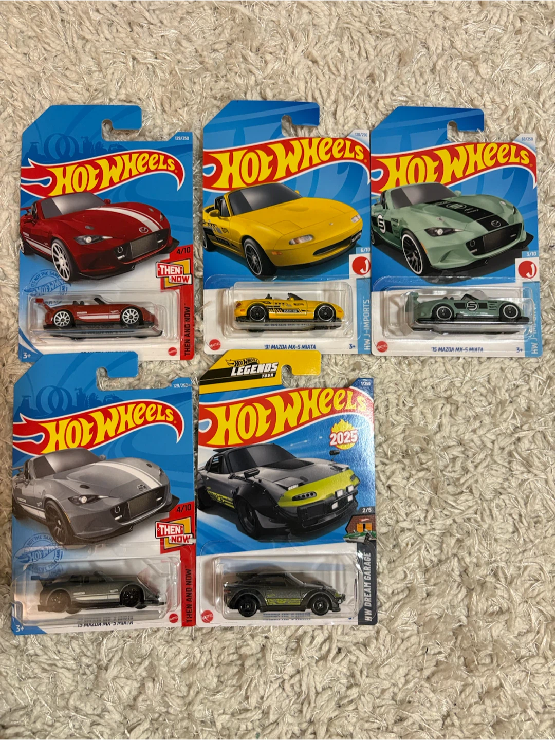 Hot Wheels Mazda MX-5 Miata Diecast Set of 5