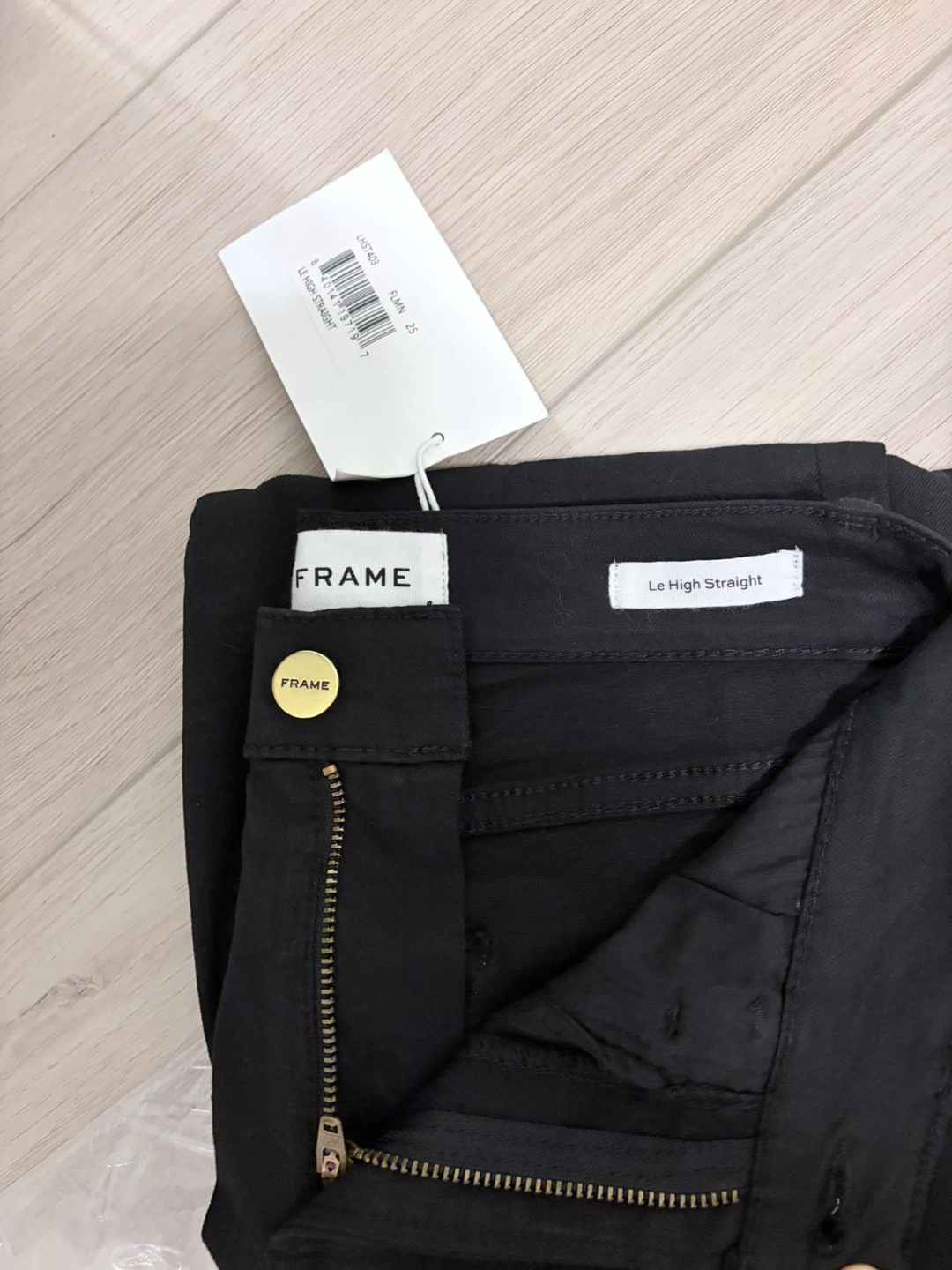 FRAME Le High Straight Black Jeans - Size 25