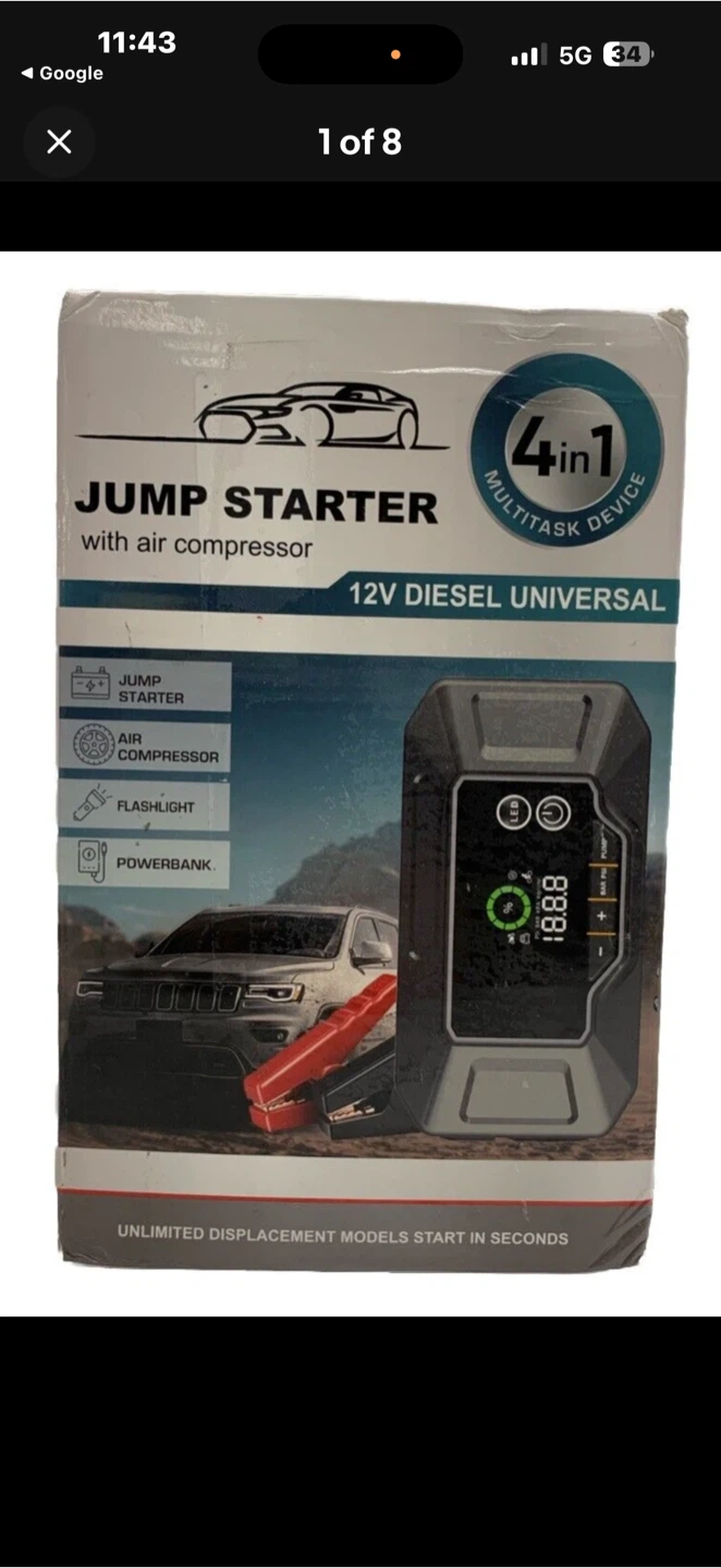 BRAND NEW!! Gillaway Car Jump Starter With Air Compressor 4 In 1 - photo 2