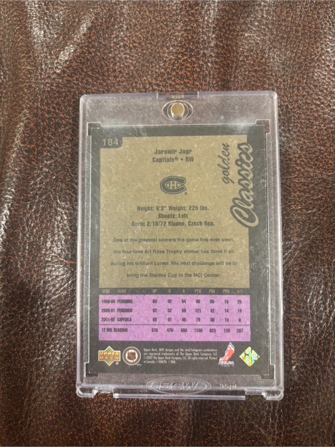 2002-03 Upper Deck MVP Golden Classics Jaromir Jagr Hockey Card - photo 2