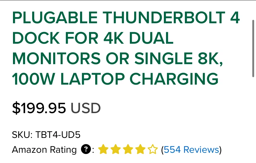 Plugable Thunderbolt 4 Dock - 100W Charging - photo 2