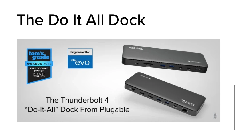 Plugable Thunderbolt 4 Dock - 100W Charging - photo 5