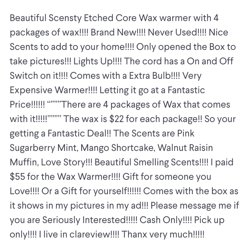 Scentsy Etched Core With Wax Warmer Melts - photo 2