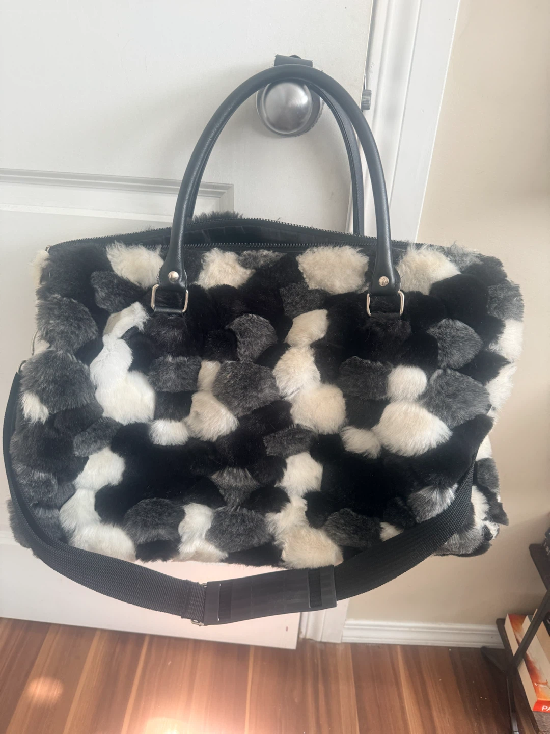 Fuzzy Patchwork Tote Bag