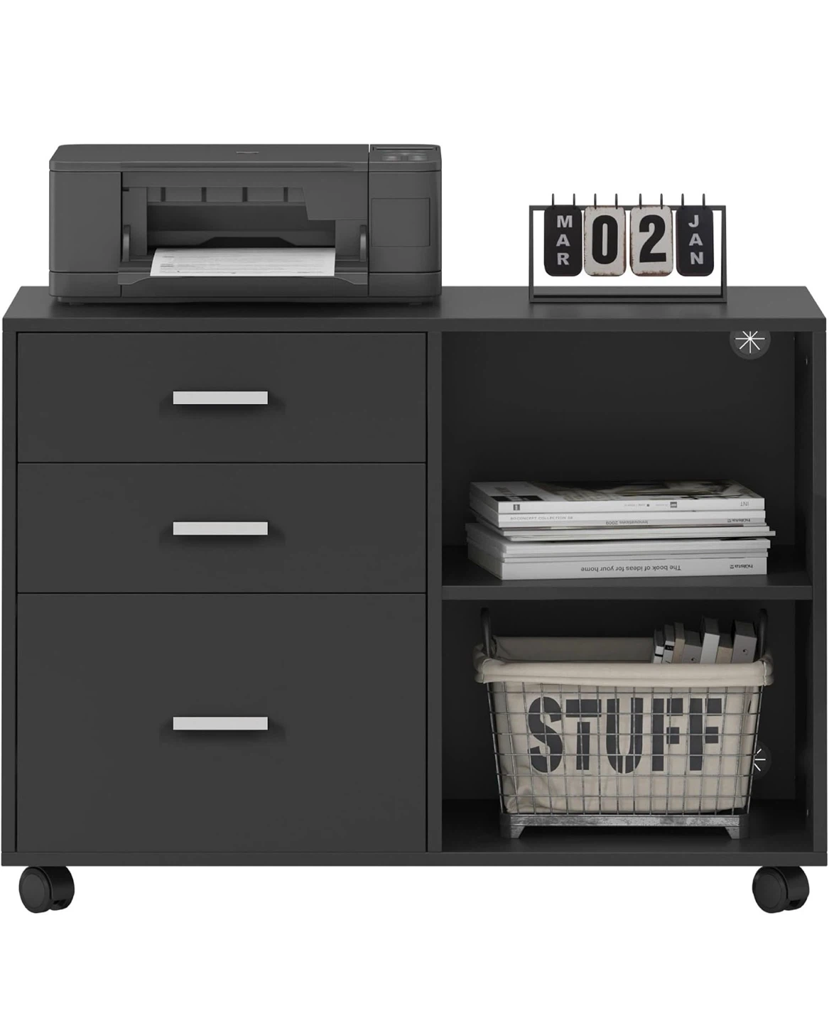 3 Drawer Mobile Lateral File Cabinet - Black 3DM - photo 4