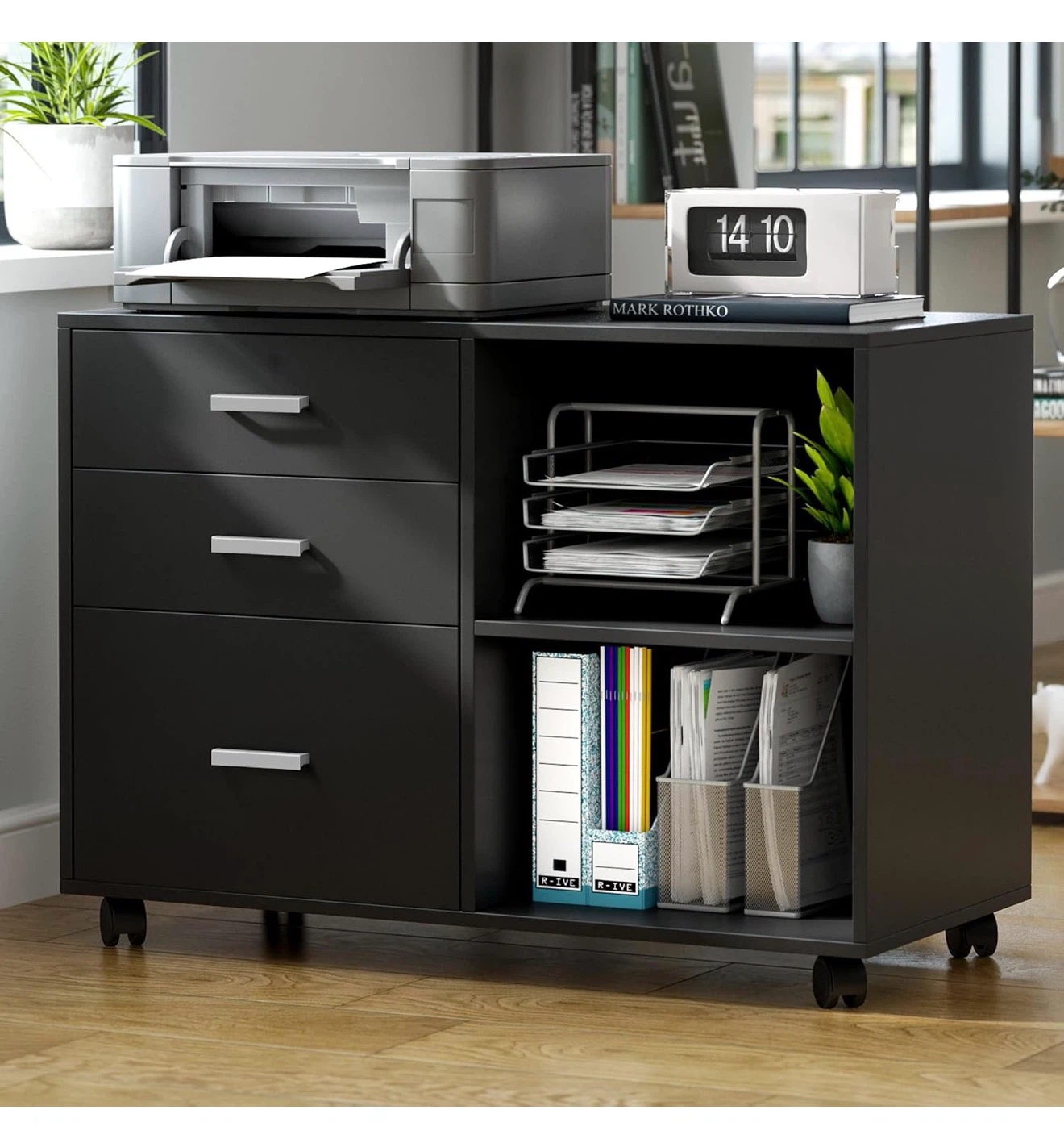 3 Drawer Mobile Lateral File Cabinet - Black 3DM - photo 5