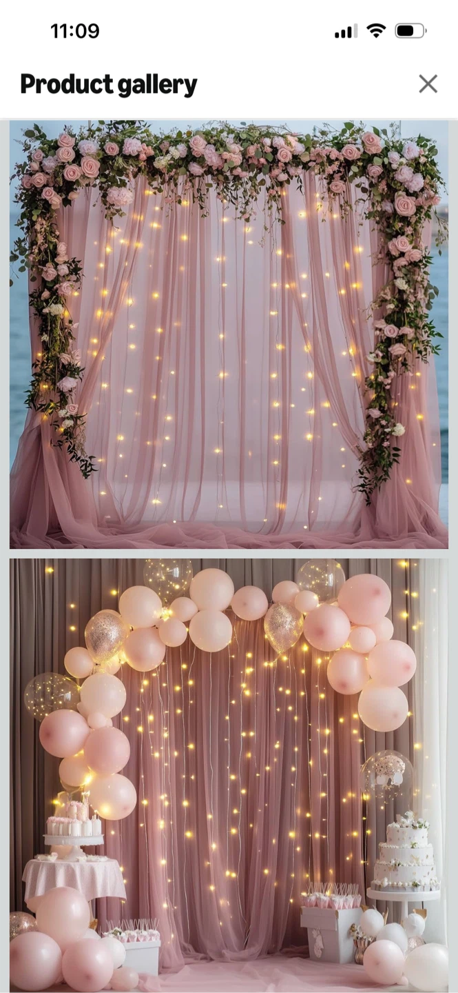 New-Pink 2 ,sheer curtain backdrop with LED lights