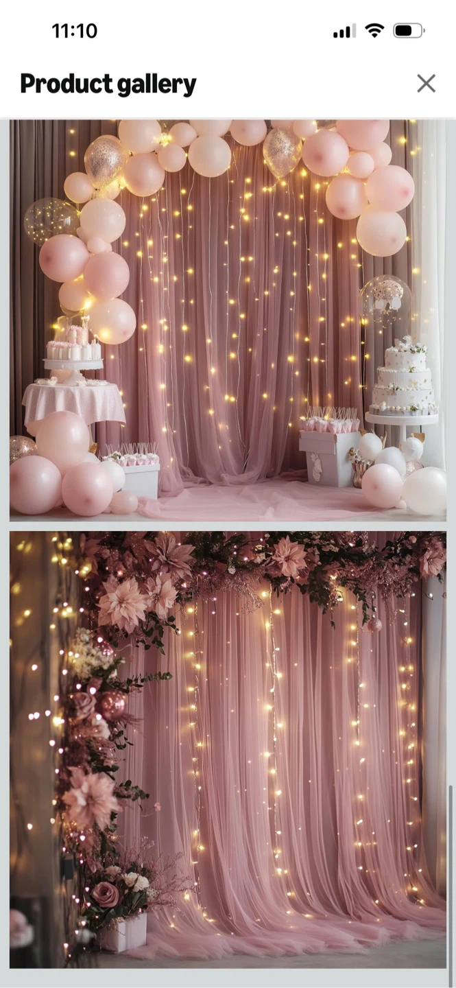 New-Pink 2 ,sheer curtain backdrop with LED lights - photo 2