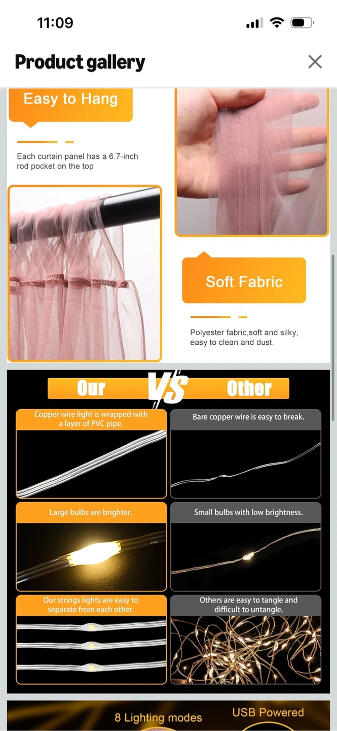 New-Pink 2 ,sheer curtain backdrop with LED lights - photo 3