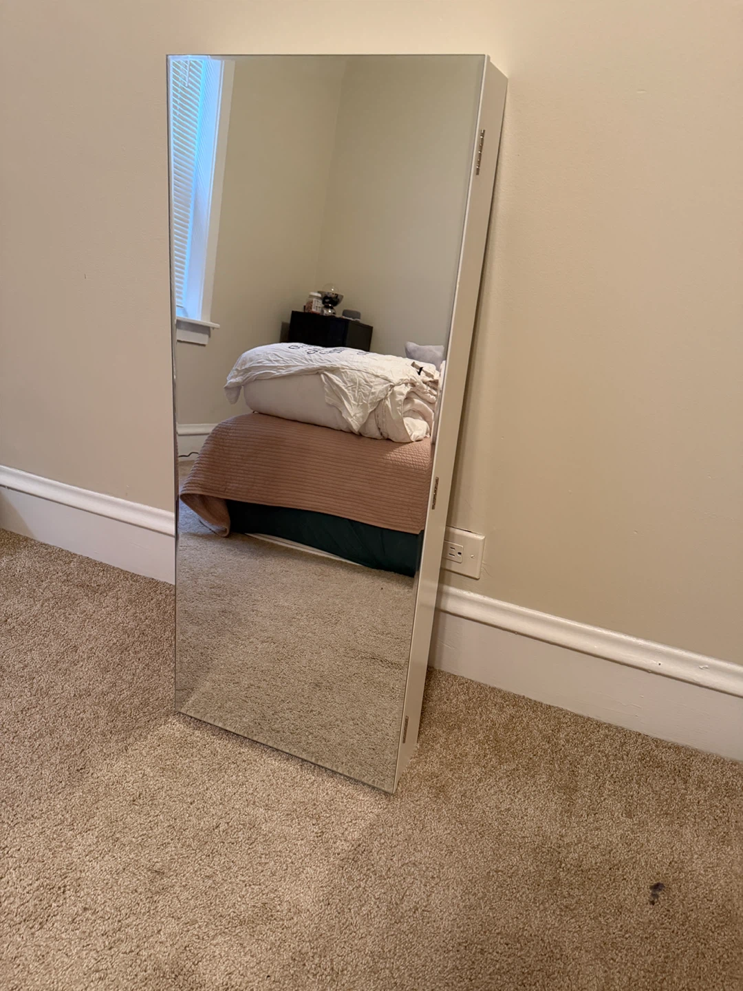White Jewelry Armoire with Full Length Mirror