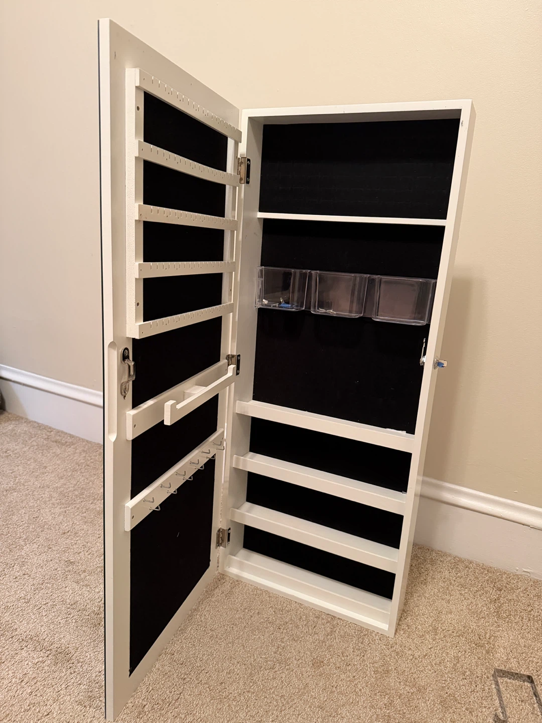 White Jewelry Armoire with Full Length Mirror - photo 4