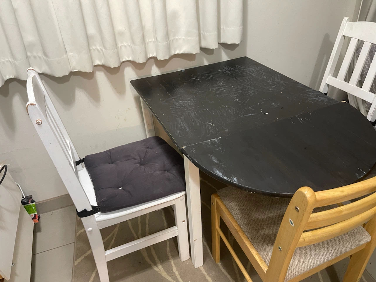 White Dining Table Set with 3 Chairs