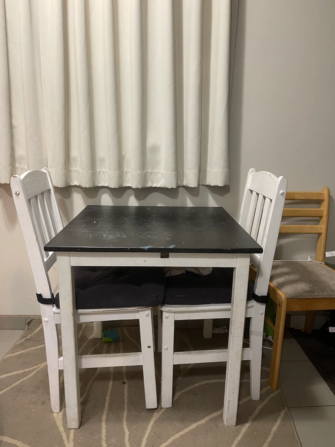 White Dining Table Set with 3 Chairs - photo 2