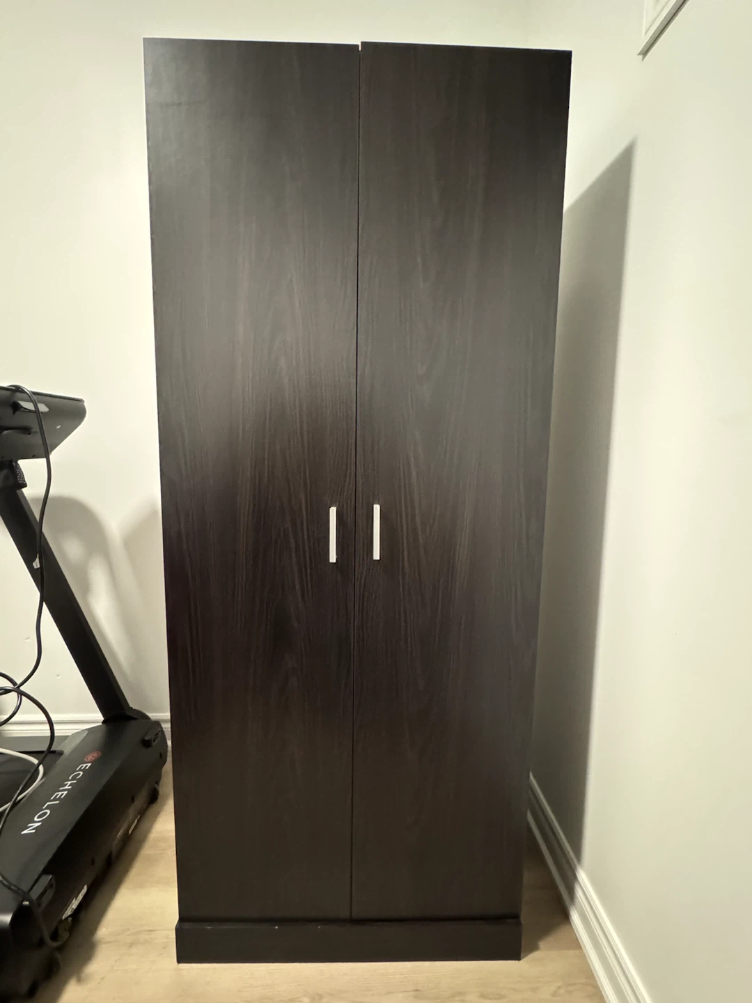 Practically New 2-Door Wardrobe – Dark Wood Finish