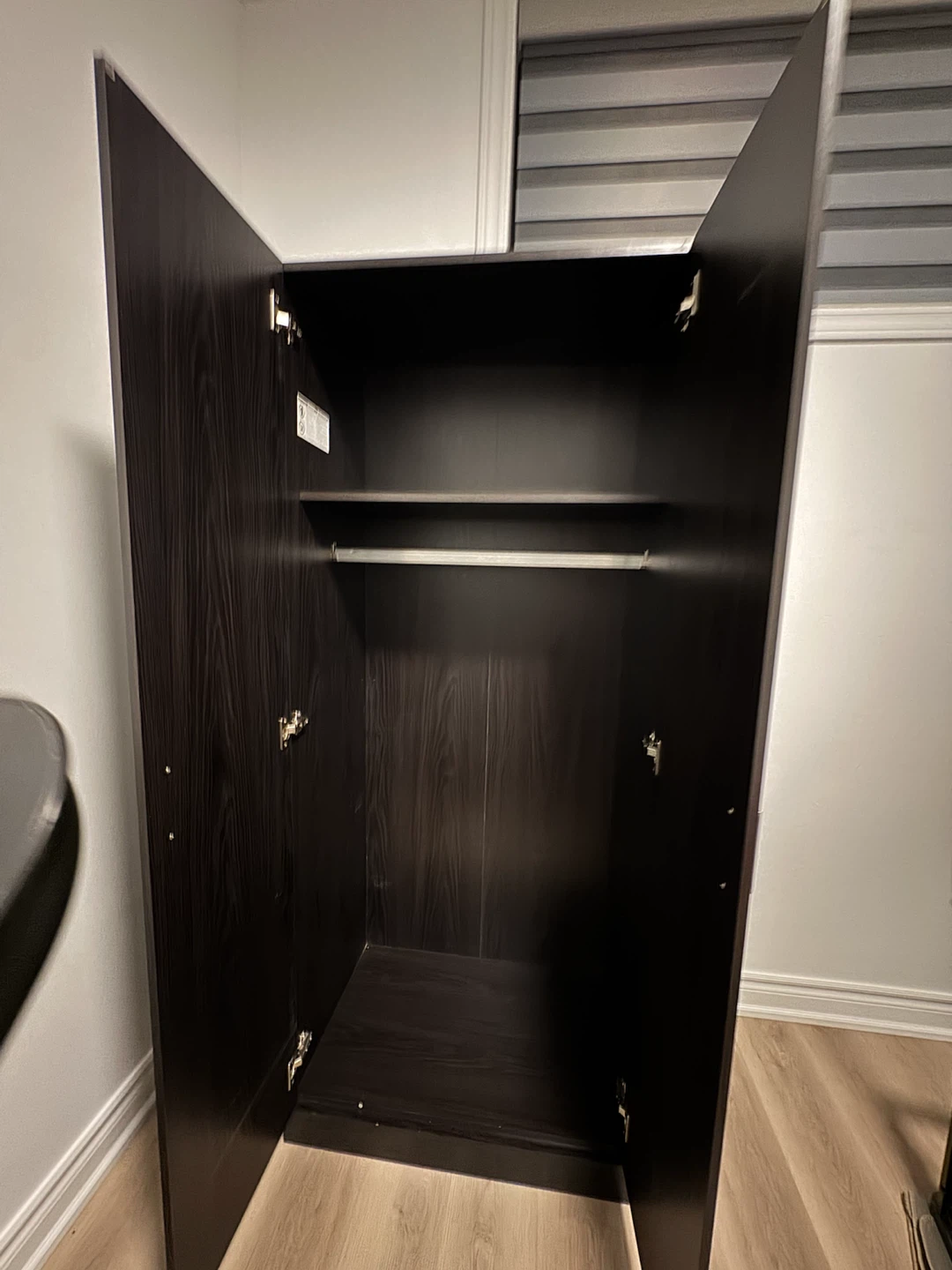 Practically New 2-Door Wardrobe – Dark Wood Finish - photo 3