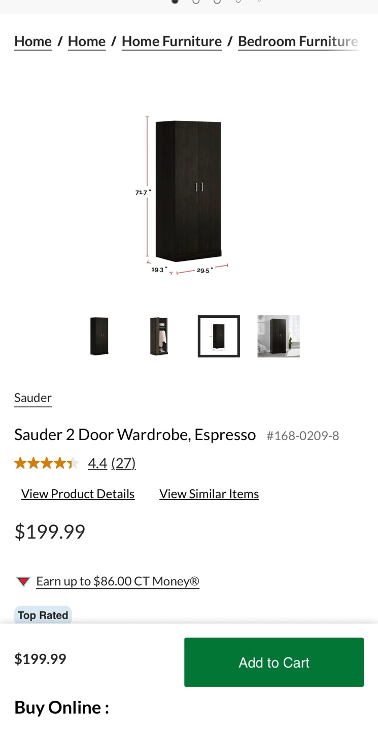 Practically New 2-Door Wardrobe – Dark Wood Finish - photo 2