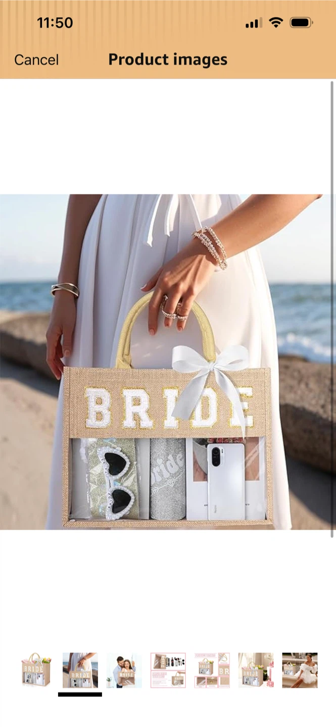 New-Large Bride Jute Tote Bag