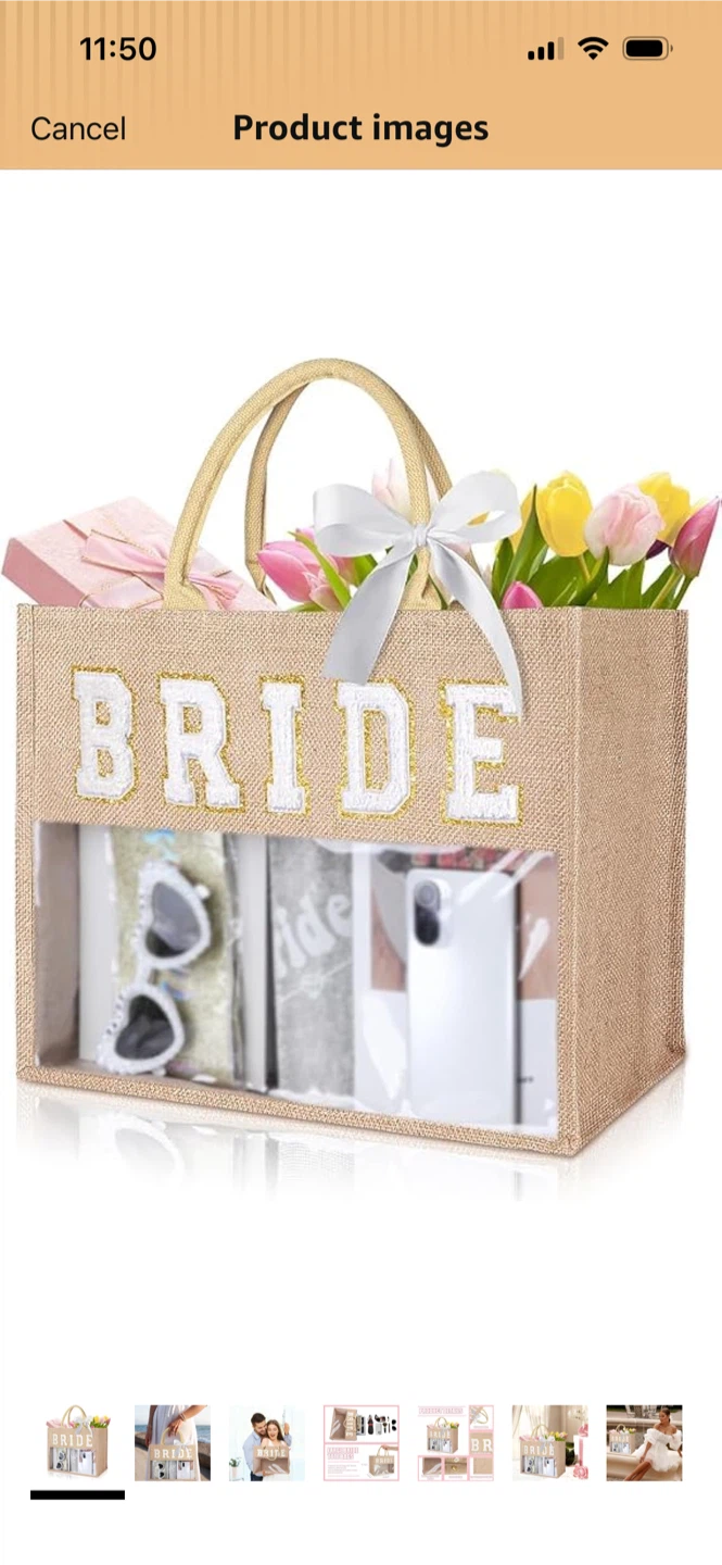 New-Large Bride Jute Tote Bag - photo 2