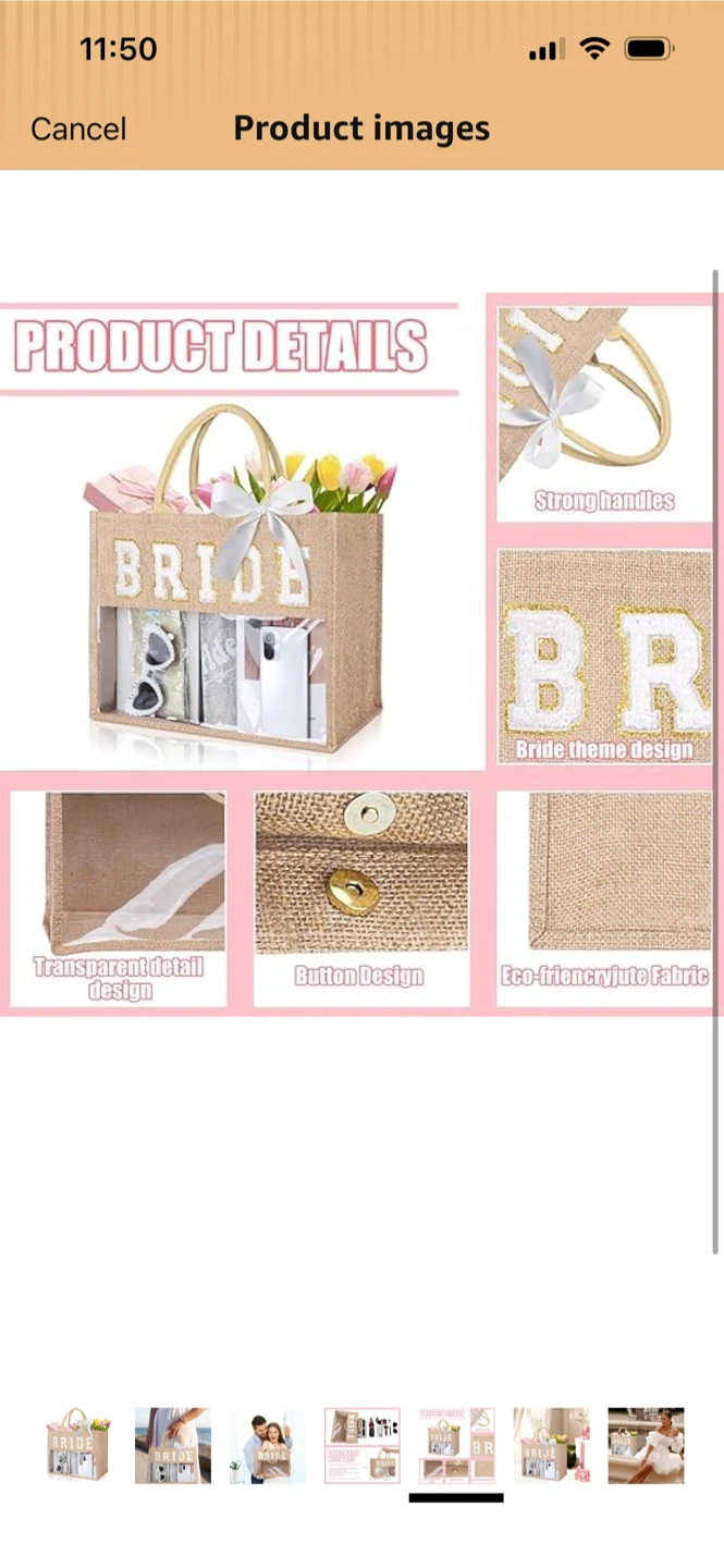 New-Large Bride Jute Tote Bag - photo 4