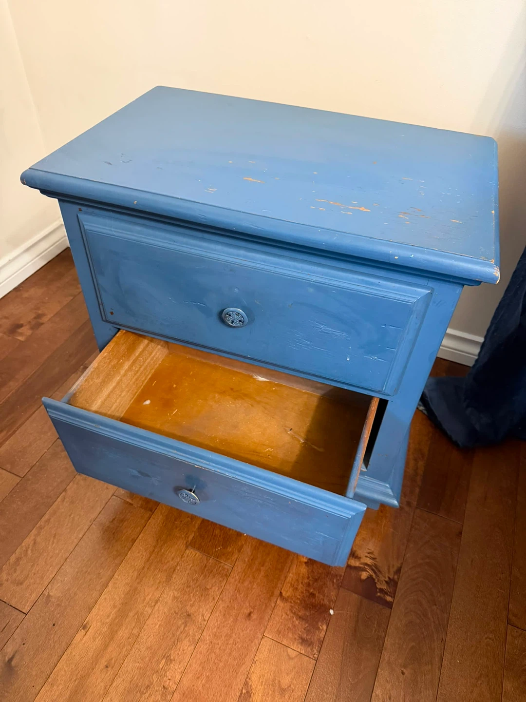 Blue Wooden Nightstand with Two Drawers - photo 2